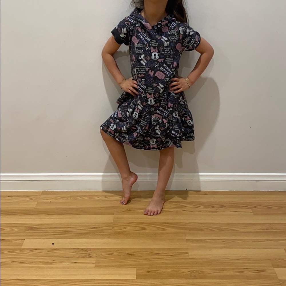 Toddler girl dress with attached hoodie